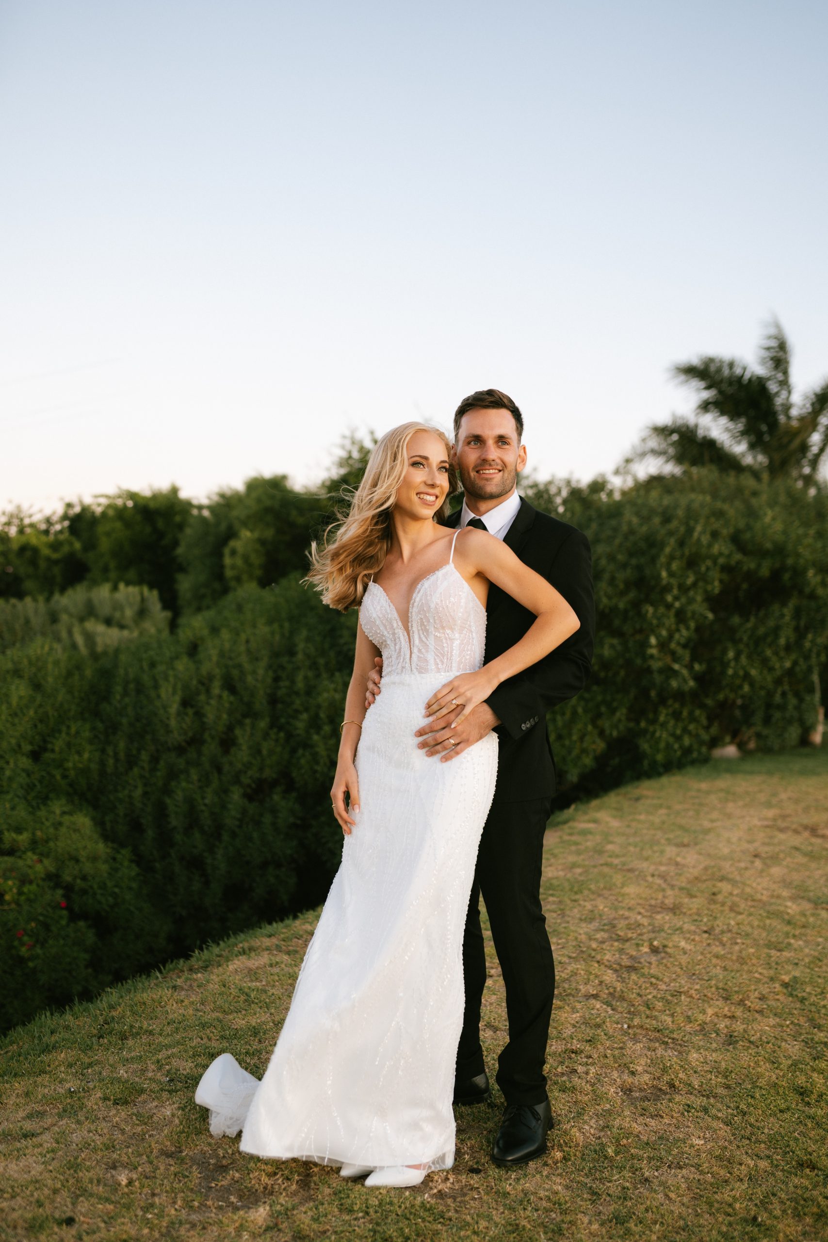 Fully beaded wedding dress with illusion bodice
