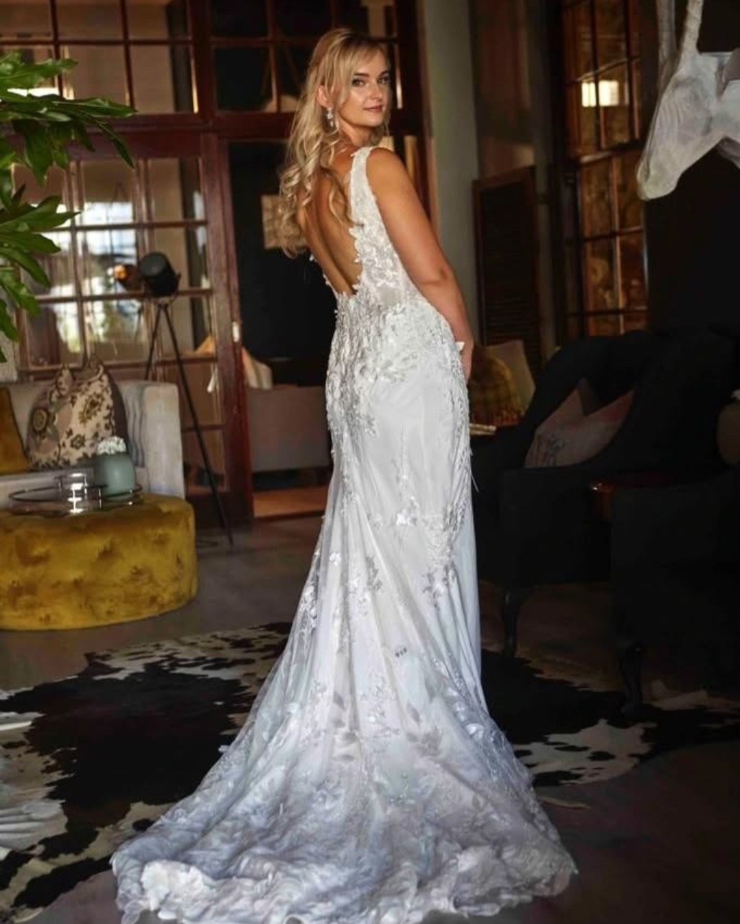 Lace white mermaid style wedding dress