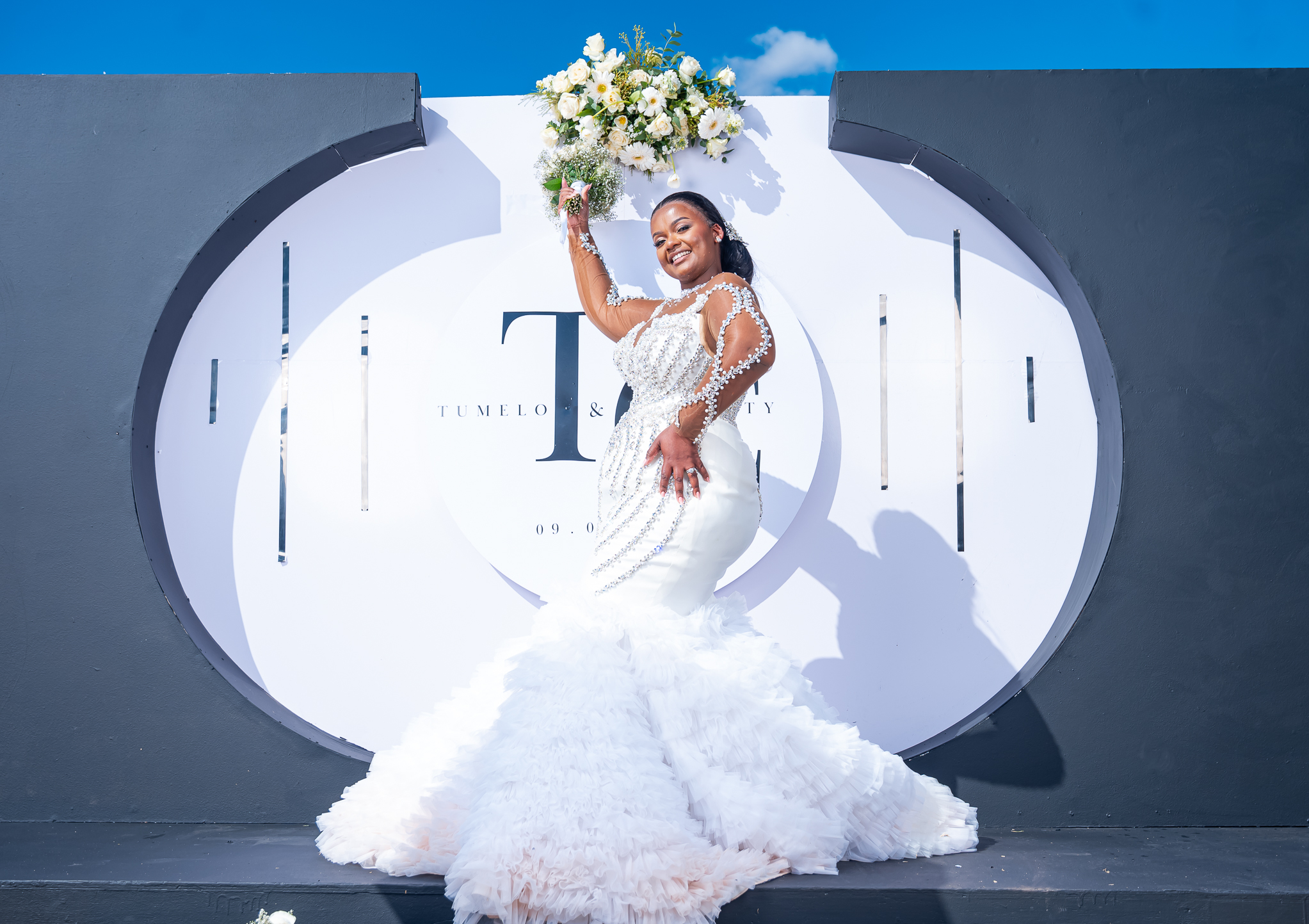 Luxury white wedding gown