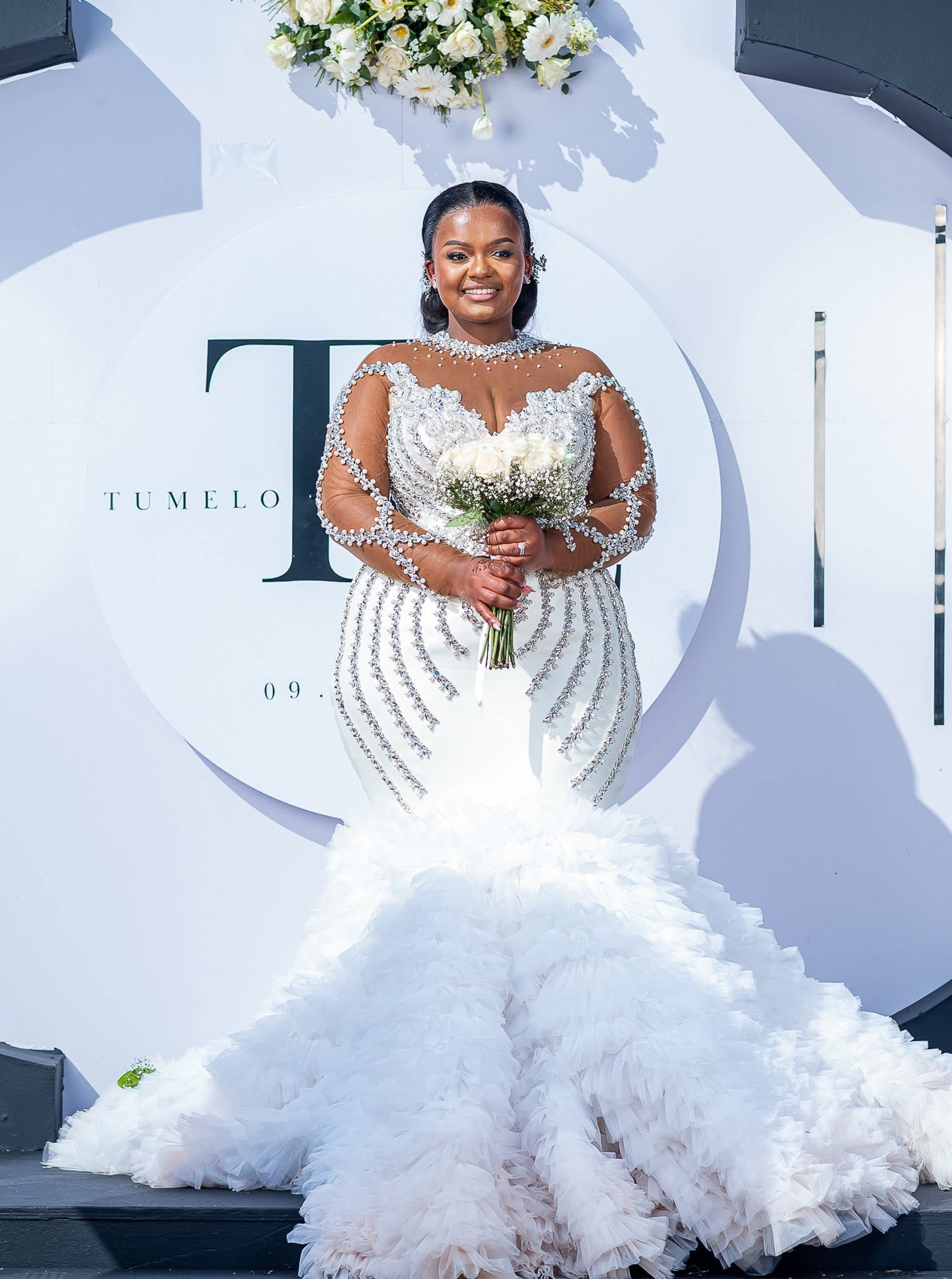 Luxury white wedding gown