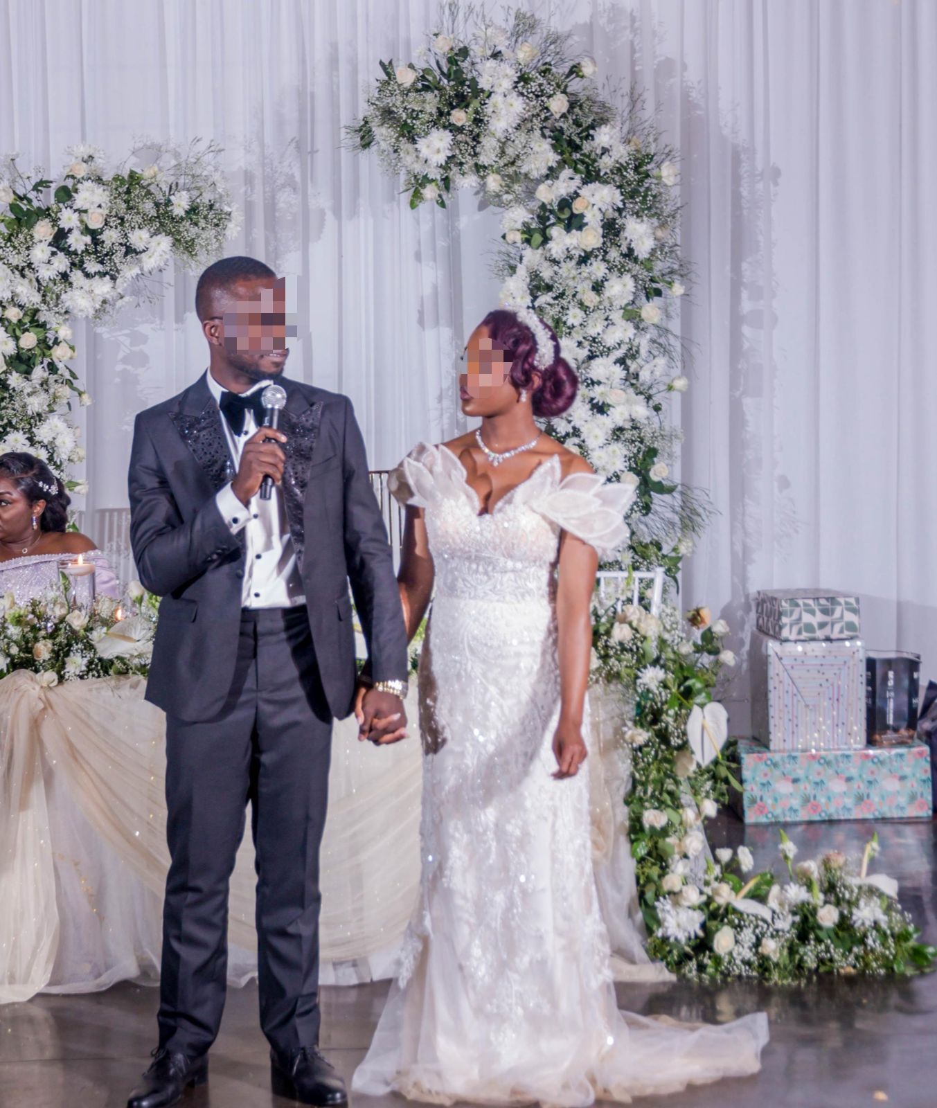 Elegant champagne wedding dress