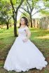 White off shoulder ball gown wedding dress